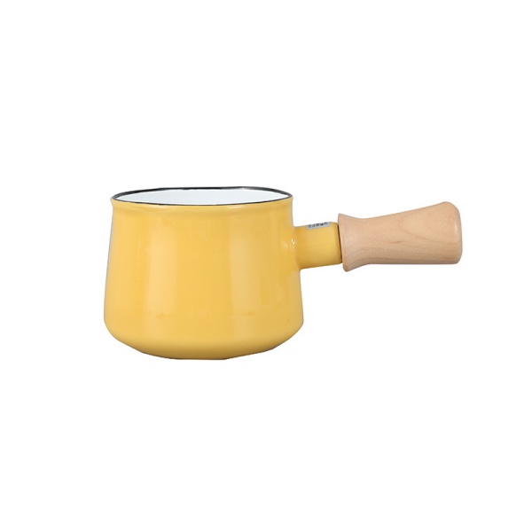 Enamel Pot with Wooden Hand